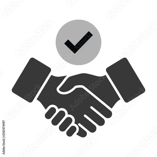 Bild auf Leinwand Handshake with check mark icon symbolizing business agreement