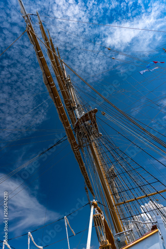 Details of a tall sailship mast