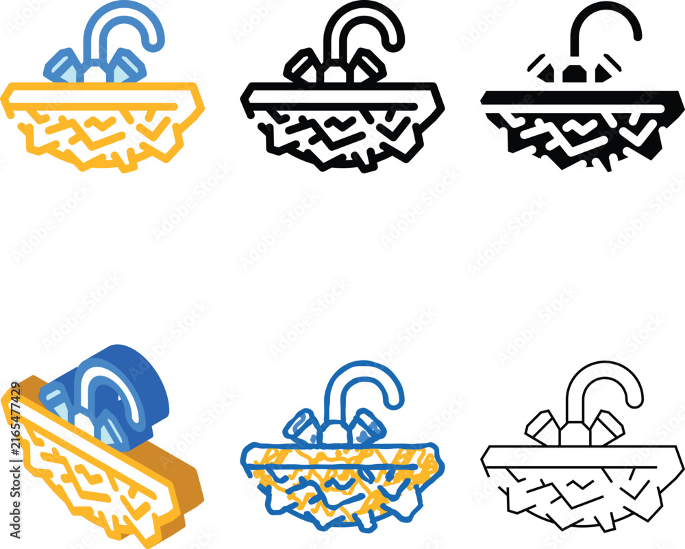 Fototapeta premium solid stone washbasin color icon vector. solid stone washbasin sign. isolated variants symbol illustration