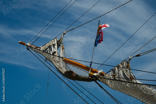 Beautiful tall ships masts and flags