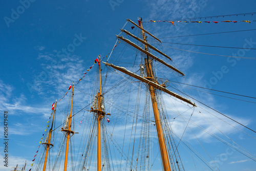 Beautiful tall ships masts and flags