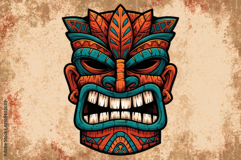 Fototapeta premium Colorful tiki mask representing polynesian tribal culture