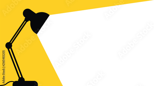 Desk Lamp Silhouette Poster – Black Yellow Study Light Illustration for Idea and Workspace Design