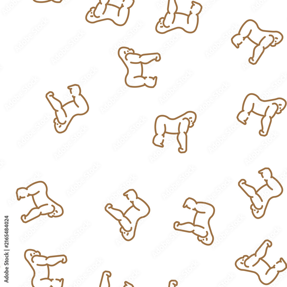 Naklejka premium gorilla animal vector seamless pattern gorilla animal sign illustration
