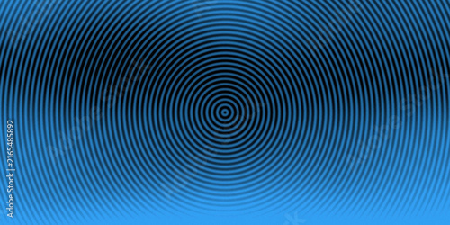 Abstract blue gradient background with dark concentric circular pattern.