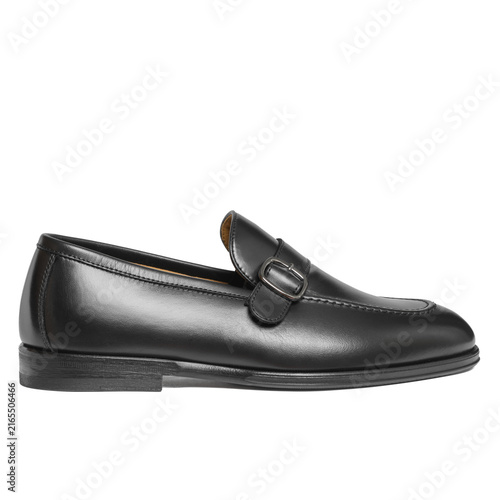 Fotografía Black leather monk strap loafer with buckle