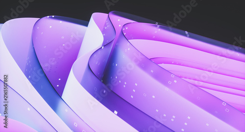 3d Abstract technology background with futuristic flowing wavy glass layered on black background.