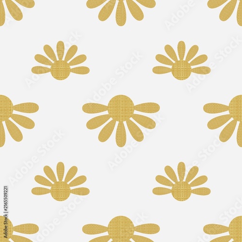 Golden Daisy Floral Seamless Pattern