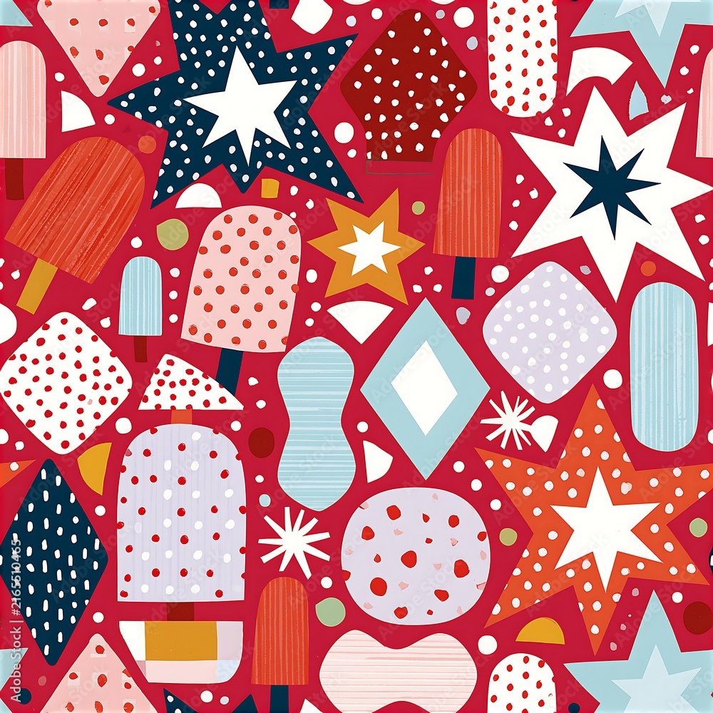 Obraz premium Colorful Abstract Shapes Seamless Pattern