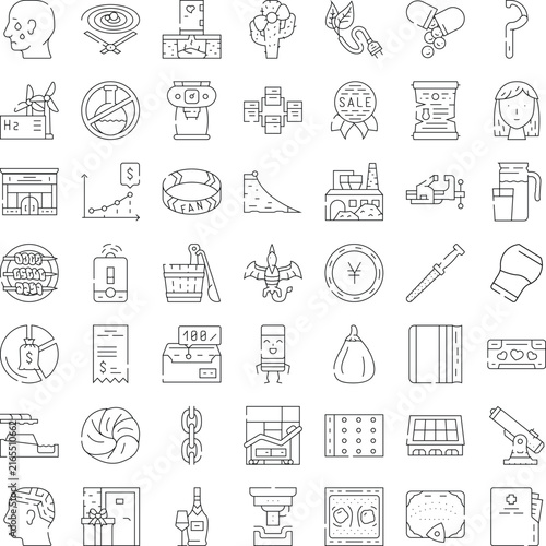 Diverse set of minimal linear stroke icons depicting modern concepts, objects and symbols for web, mobile and ui designblack and white editable vectors for branding, tech, business