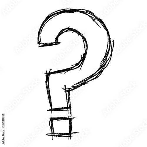 Hand-drawn question mark sketch in bold black ink on white background