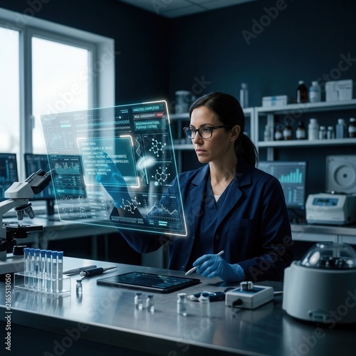 Scientist Analyzing Holographic Data In A Modern Laboratory Setting