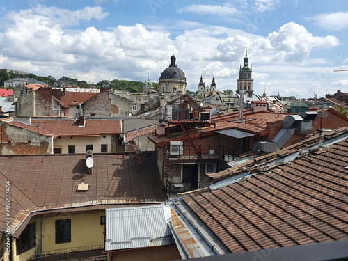 Canvastavla Panoramic view of the roofs of old Lviv, Ukraine