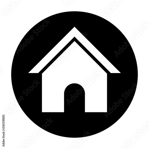 Foto Simple house icon in black circle symbol