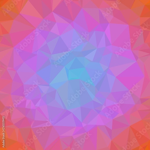Plakat Abstract low poly background featuring vibrant pink orange and blue triangular facets creating radial geometric pattern for creative digital projects.