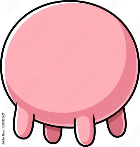A cartoon illustration of a pink cow udder with four teats. The body is round and the design is flat and simple, presented as an isolated element.