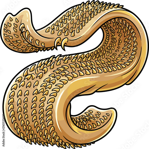 A detailed illustration of a strange, segmented, worm-like creature isolated on a white background. It has numerous sharp teeth and appears to be a bizarre biological parasite or alien organism.
