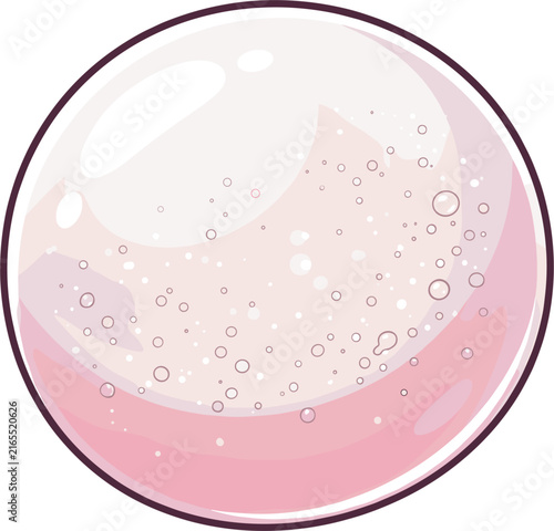 A single pink bubble isolated on a transparent background, featuring internal air bubbles and liquid texture, with a soft, glossy sheen.
