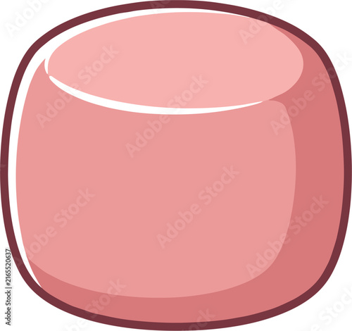 A single, isolated pink candy with soft rounded edges and a smooth, shiny surface. This simple confectionery element is perfect for food-related designs.