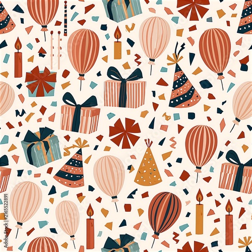Birthday Party Supplies Seamless Pattern