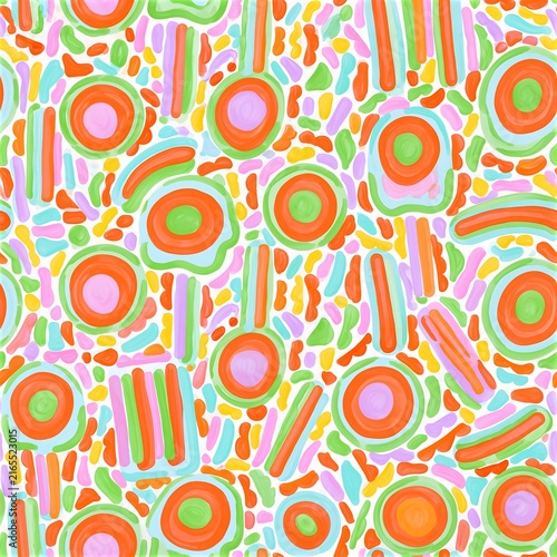 Colorful Abstract Confetti and Rings Seamless Pattern