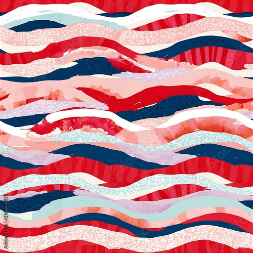 Colorful abstract wavy seamless pattern with various hues