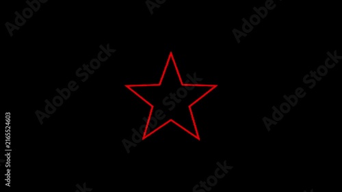 Red neon star outline pulsing on black background, minimalist glowing animation