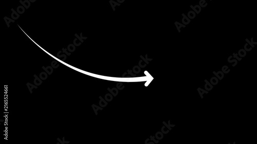 Animated hand-drawn white arrow pointing downward on transparent background, for ui and presentations