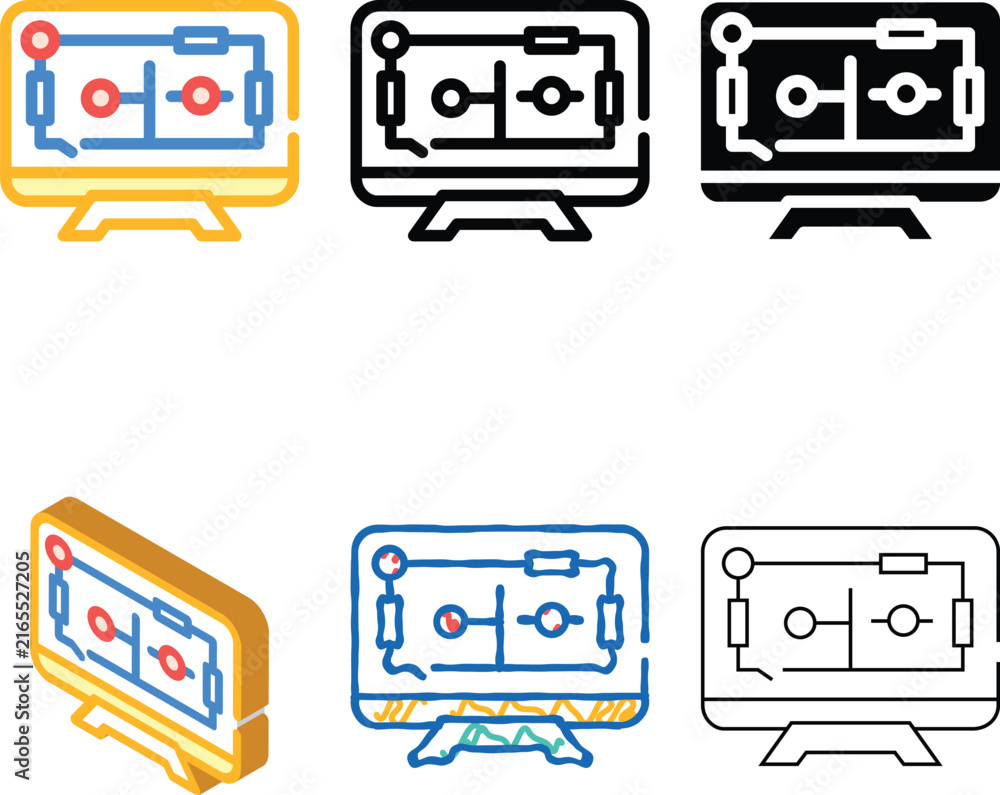 Fototapeta premium house control, smart home computer screen multistyle color icon vector. house control, smart home computer screen sign. isolated symbol illustration