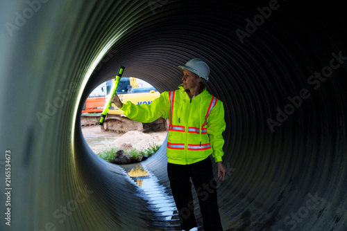 Industrial engineers who inspect large utility pipes inside or in tunnels used for water systems.