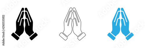 Foto Prayer hands in three different colors isolated on transparent background, Vecto