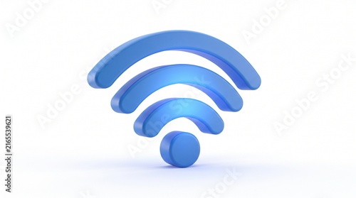 Blue 3D Wi-Fi Signal Icon Isolated on White Background