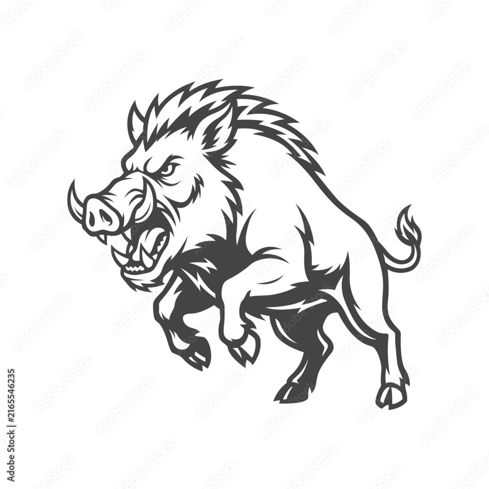 Fototapeta premium boar mascot logo vector design template simple and modern style 