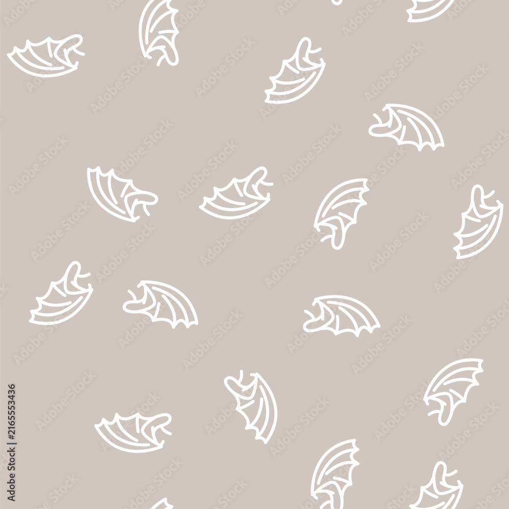 Fototapeta premium dragon wing line seamless pattern dragon wing thin line illustration
