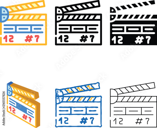 Bild auf Leinwand clapperboard tool color diversity icon vector