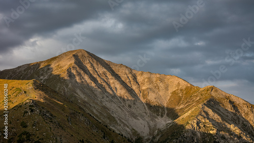 Landscape KZ, mountain, trees, green, stones, peak, blue,, clubs, forester 