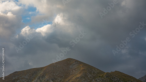 Landscape KZ, mountain, trees, green, stones, peak, blue,, clubs, forester 