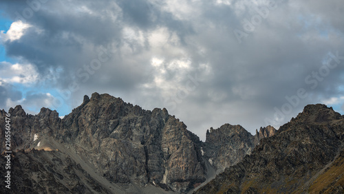 Landscape KZ, mountain, trees, green, stones, peak, blue,, clubs, forester 