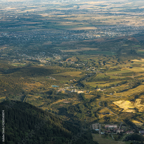 Landscape KZ, mountain, trees, green, stones, peak, blue,, clubs, forester 