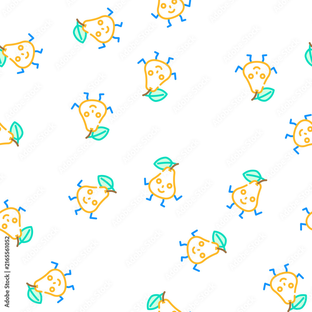Fototapeta premium pear character vector seamless pattern pear character sign illustration