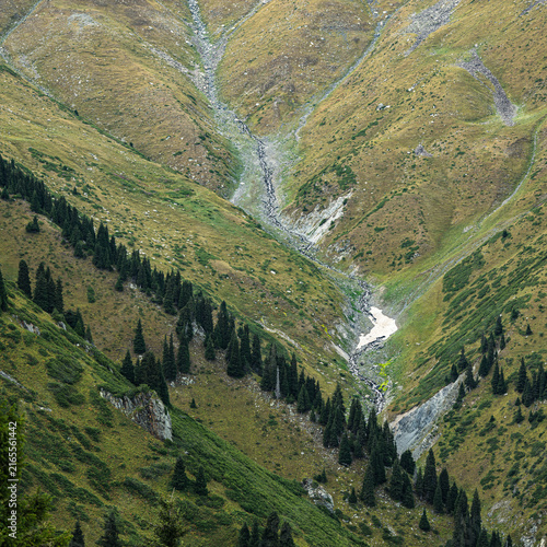 Landscape KZ, mountain, trees, green, stones, peak, blue,, clubs, forester 