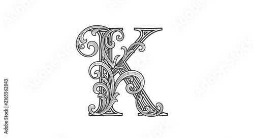 Ornate decorative letter k monogram flourish elegant alphabet design
