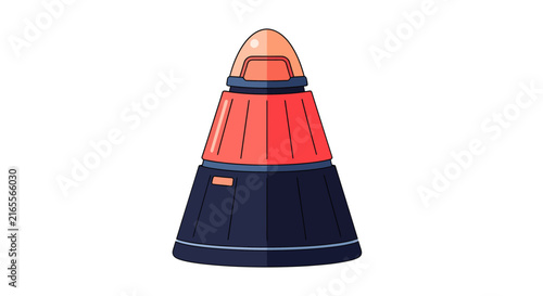 Vintage Red And Navy Traffic Safety Cone Isolated On White.