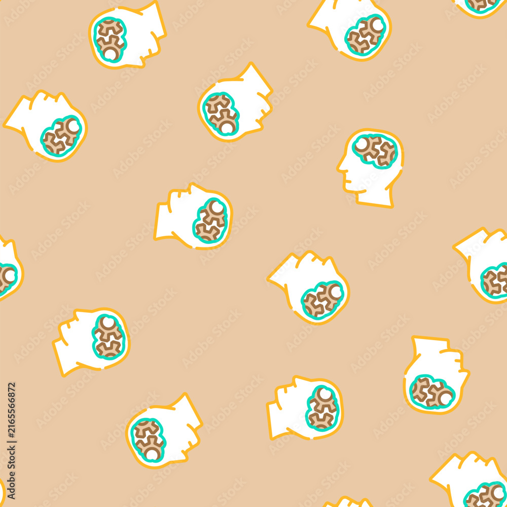 Fototapeta premium think brain human vector seamless pattern think brain human sign illustration