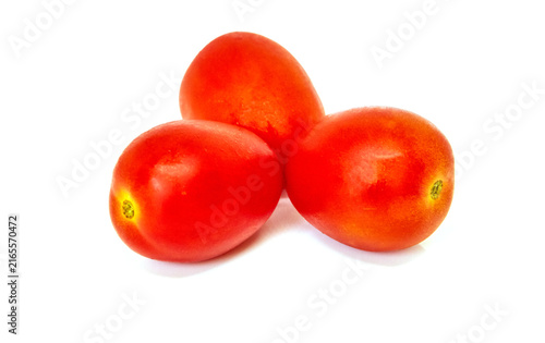Fotografie Three Cherry tomatoes isolated on white background