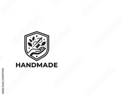 Handmade authentic original premium crafted goods shield logo vector