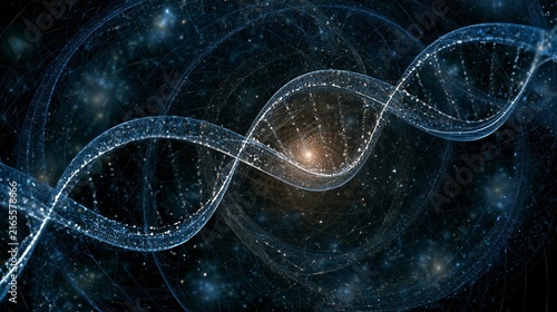 Swirling waves of light move through dark space in a cosmic pattern