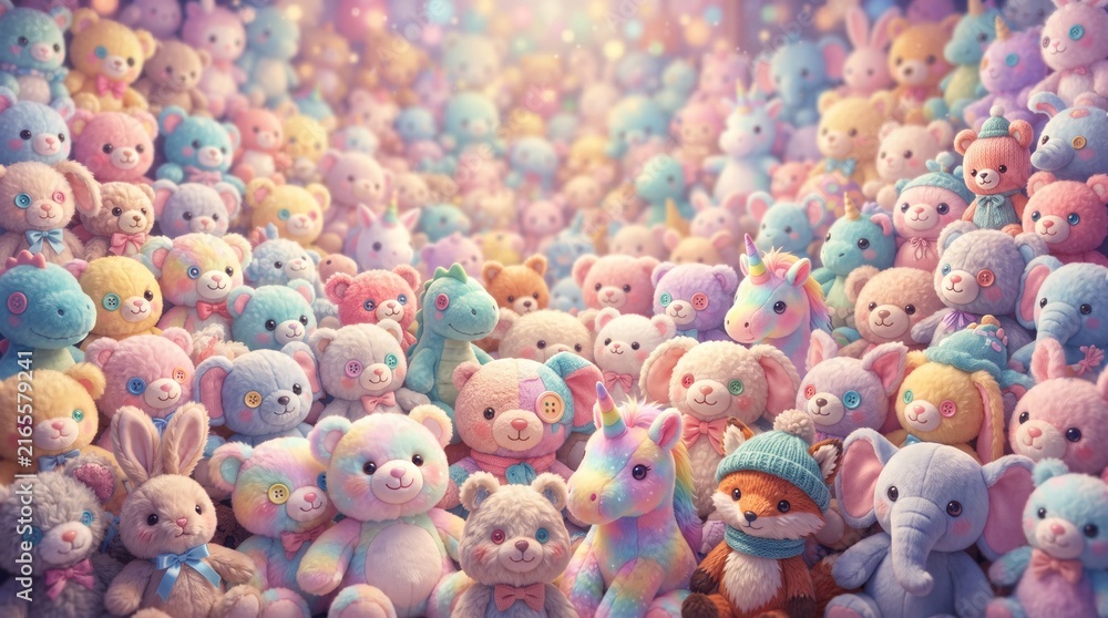 Fototapeta premium Abstract Doll Background with Colorful Toy Figures and Playful Decorative Elements