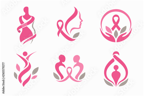 Pink ribbon abstract figure, beauty and health symbol for women's wellness.