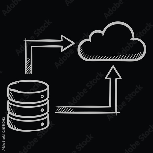Cloud Storage Data Transfer and Digital Backup Chalk Illustration